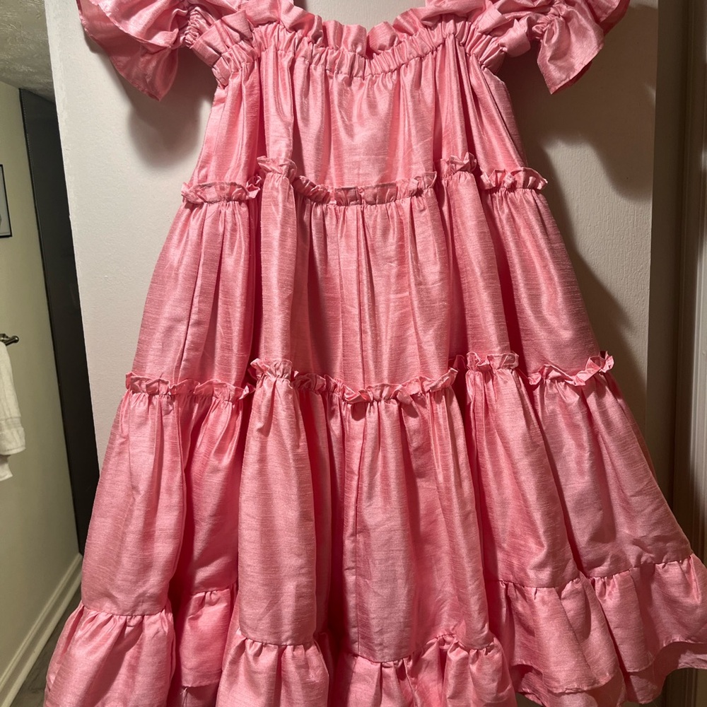 Pink Asymmetrical Ruffle Dress - Picture 3 of 3